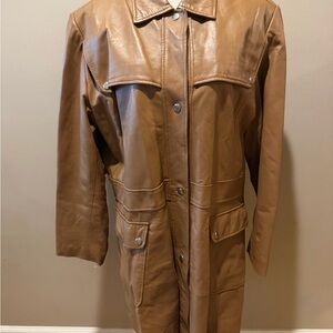 Vintage Women's Tan Leather Jacket, XL